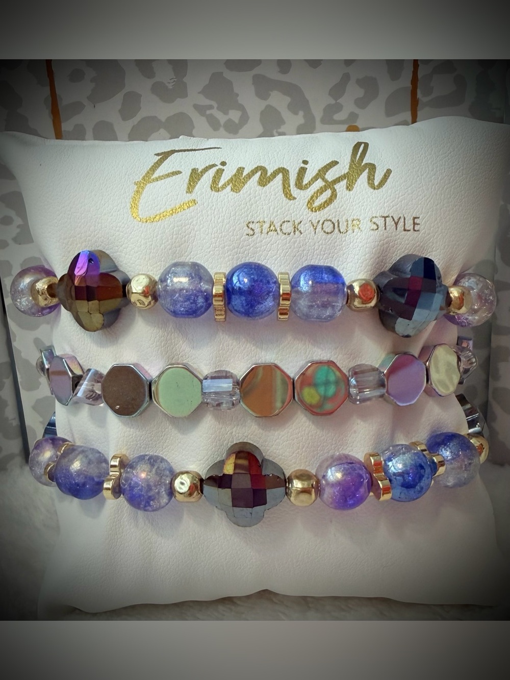New ERIMISH Bracelets 3 pc Stack - Blue & Purple Iridescents
